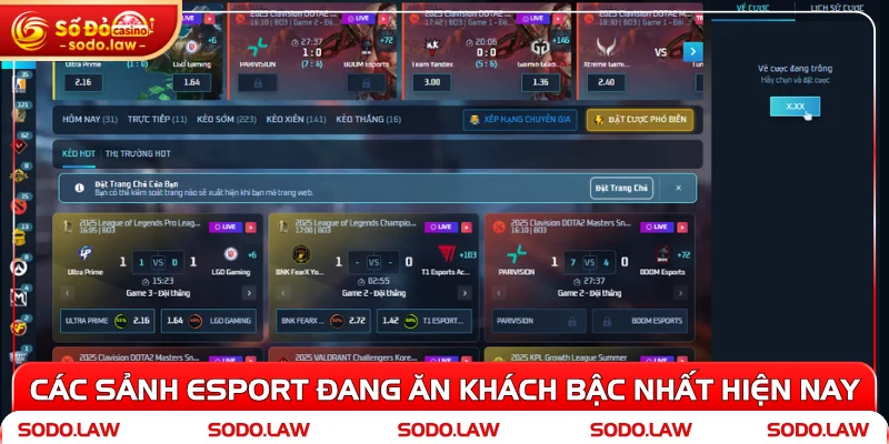 Các sảnh Esport đang ăn khách bậc nhất hiện nay
