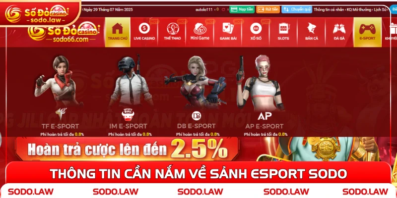 Thông tin cần nắm về sảnh Esport SODO